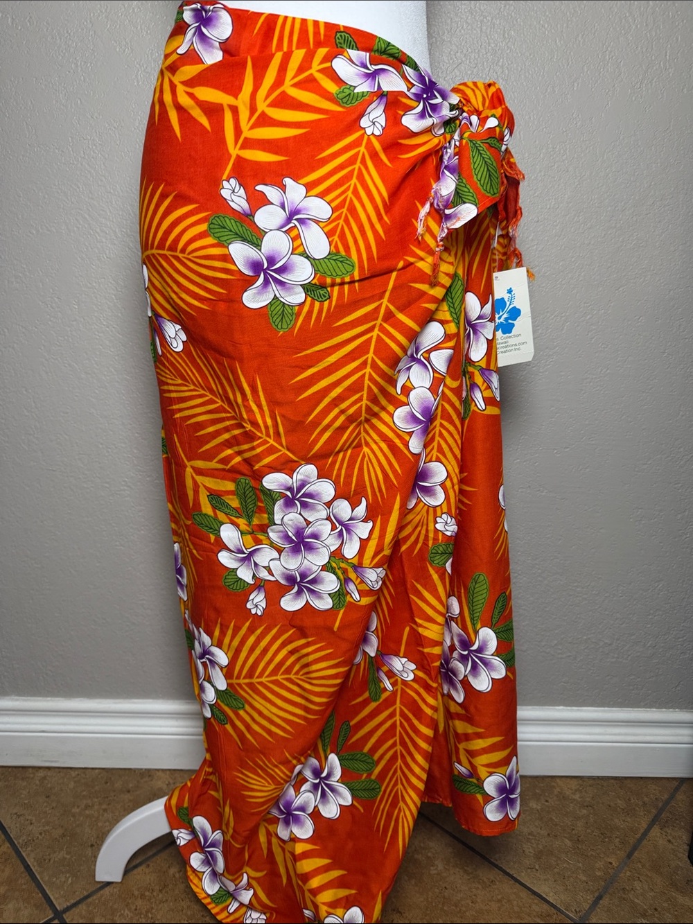 Orange Floral Sarong Wrap Skirt for Women